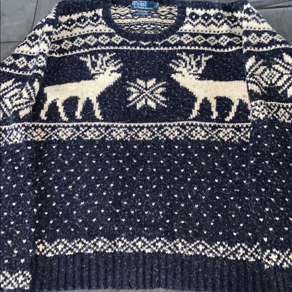 Vintage polo moose sweater in large
